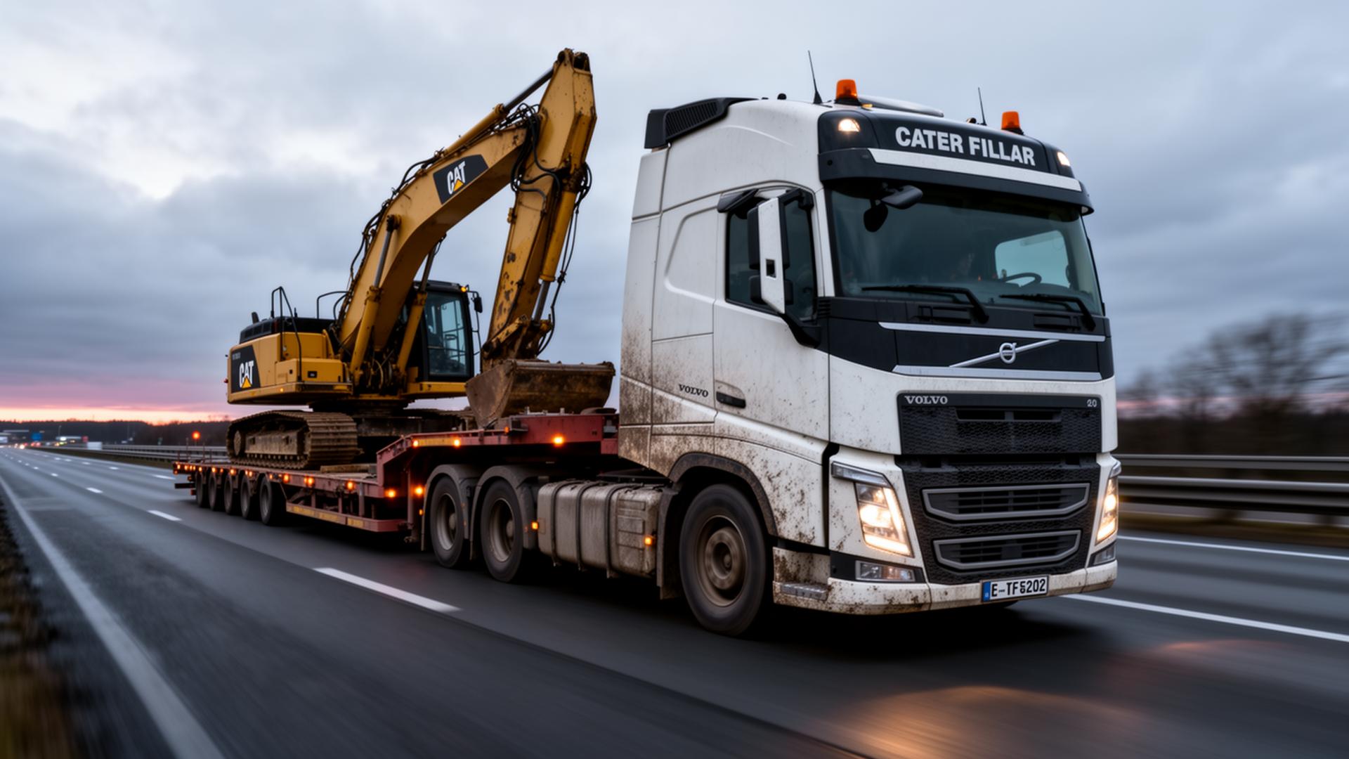 Truck on the road during international transport